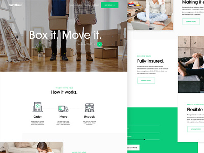 EasyHaul Website green hero ireland landing page layout moving shipping ui web website