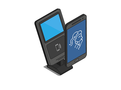 Contactless POS Terminal flat illustration isometry plutus