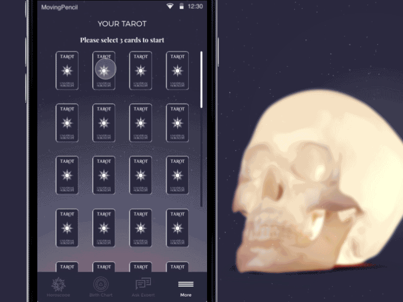 Universal Horoscope Tarot android animation horoscope ios mobile tarot ui ux