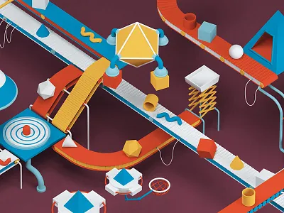 GS1 3d abstract cgi factory geometric graphic illustration infographic