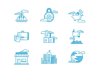 Monoweight Icons clouds icons illustration line monoweight