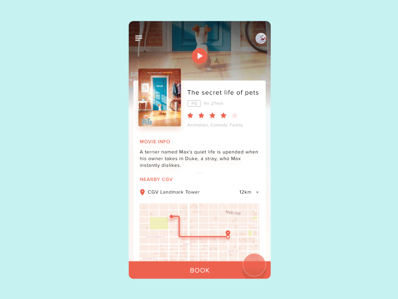 CGV Movie App Interaction - Book ticket screen animation app booking cinema concept gif interaction mobile ui movie ticket ux vietnam