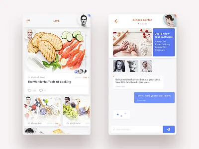Cook Live app homepage message ui