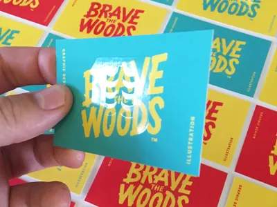 New Brave the Woods Business Cards branding business cards design illustration lettering logo printing spot gloss