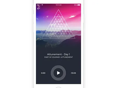 Mindbliss Meditation - Journey Player background player blur ui meditation meditation app meditation player mindbliss pink ios player player ui strv strvcom