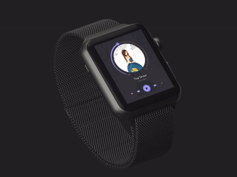 Watch Music Player – FREEBIE apple freebie interaction minimal music player ui watch wearable