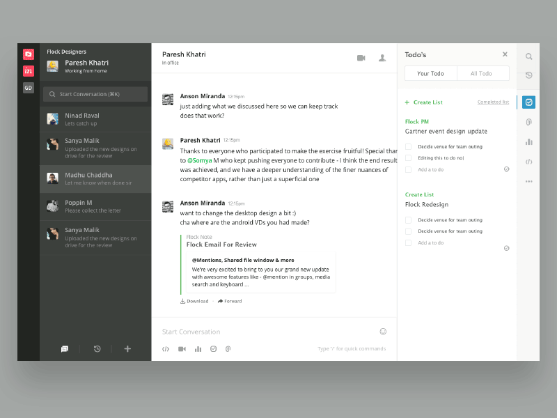 Flock Redesign - Choose your top 2 app application chat flat interaction ui ux web