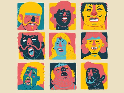 Orgasmic Faces character design digital art illustration