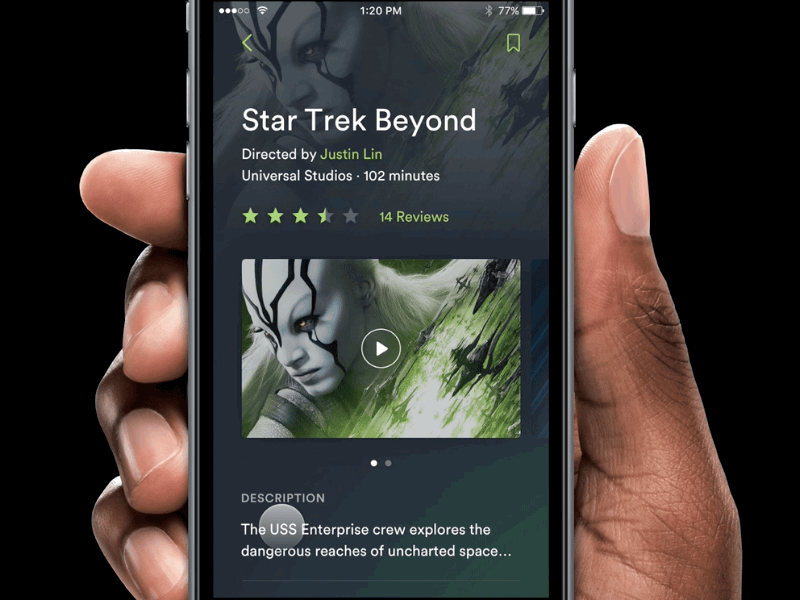 Simple Gallery Transition dark framer ios mobile movie video