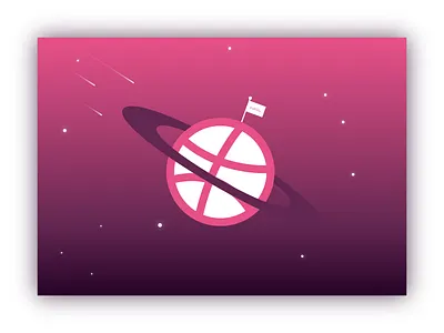Welcome 001 001 debut dribble first shot gradient hello invitation pink planet saturn shooting stars star