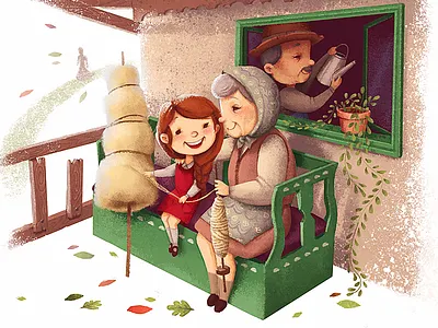 Sweet Memories childhood countryside cute girl grandma grandpa grandparents happy wool