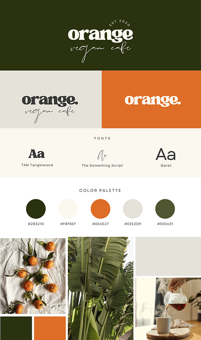 Orange Vegan Cafe brand logo branding business cafe design graphic design logo vegan