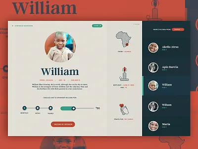 Sponsor William! gui hero illustration landingpage navigation slider texture typography ui ux