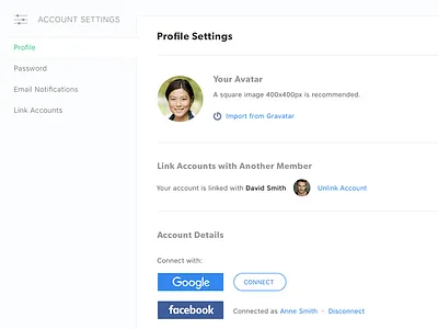 Student Loan Hero - Profile account app dashboard desktop facebook google minimal profile responsive settings web app