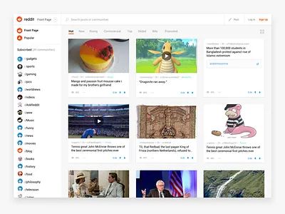 Reddit Web Redesign grid reddit redesign web