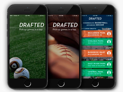 Drafted: Pick-up Games in a Tap (alt version) app app design ios iphone mobile mobile app mobile design