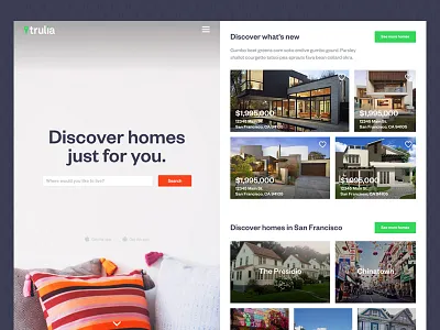 Trulia Homepage Redesign home homepage real estate