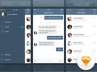Direct Messaging - Daily UI #013 013 chat dailyui download free freebies ios messenger mobile sketch