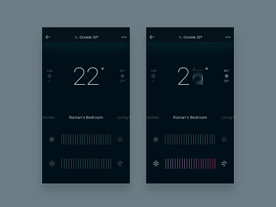 Smart Home - Room's AC Remote Control ac apartment control controller dark home house smart smarthome ui ux