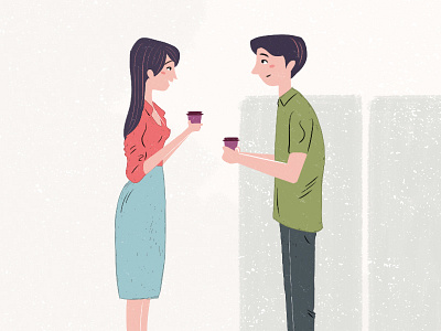 Character Design brush character cintiq coffee communication design girl guy office sketching talk texture