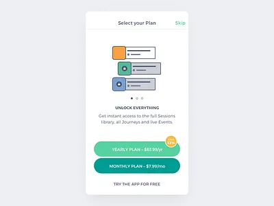 Mindbliss - Pricing blur ui dropshadow ios plan ios pricing meditation meditation app mindbliss select plan stroke illustration strv strvcom