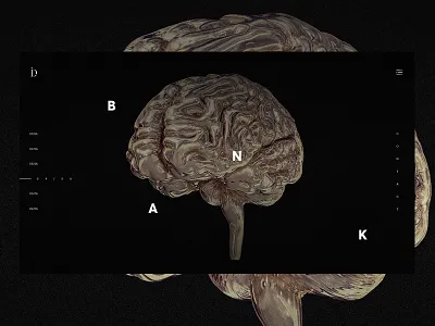 Involve Digital - Navigation. black bold brain contact dark digital disruption gold hamburger id menu noise