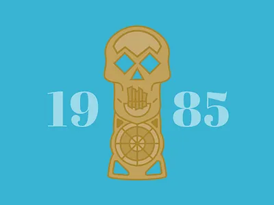 Goonies Skeleton Key Icon blue design goonies icon illustration serif typography vector