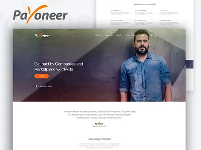 Payoneer Redesign Concept app landing page clean design dribbble best shot google landing page minimal design payoneer payoneer redesign payoneer website