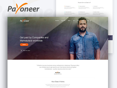 Payoneer Redesign Concept app landing page clean design dribbble best shot google landing page minimal design payoneer payoneer redesign payoneer website