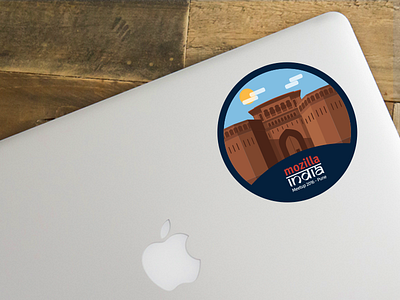 Mozilla India Meetup 2016 - Sticker brush cloud heritage illustration india monument mozilla paint pune shaniwar wada sticker sun