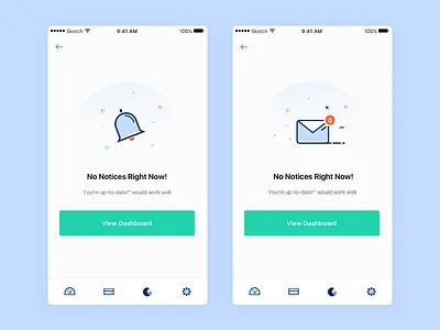 Notifications blank blue flat illustration intro ios mobile no data notifications ui