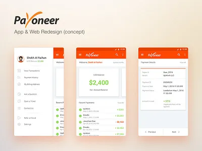 Payoneer App Redesign (Concept) app concept payoneer redesign ui
