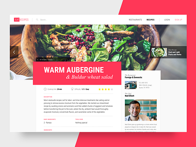 Recipes Website chef greens landing page recipes restaurant ui website
