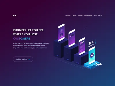 Hero Illustration - Funnels devices gradients hero heroimage illustration iphone iso isometric landing page mobile vector website