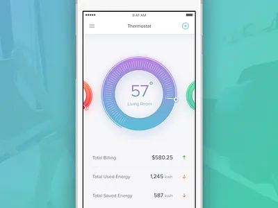 #Exploration | Thermostat Dashboard Mobile App android app chart dashboard graph ios iphone mobile pie stats temperature thermostat
