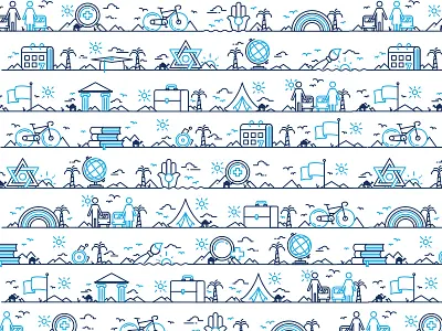 Options bike flag globe hamsa israel line art pattern star strokes texture