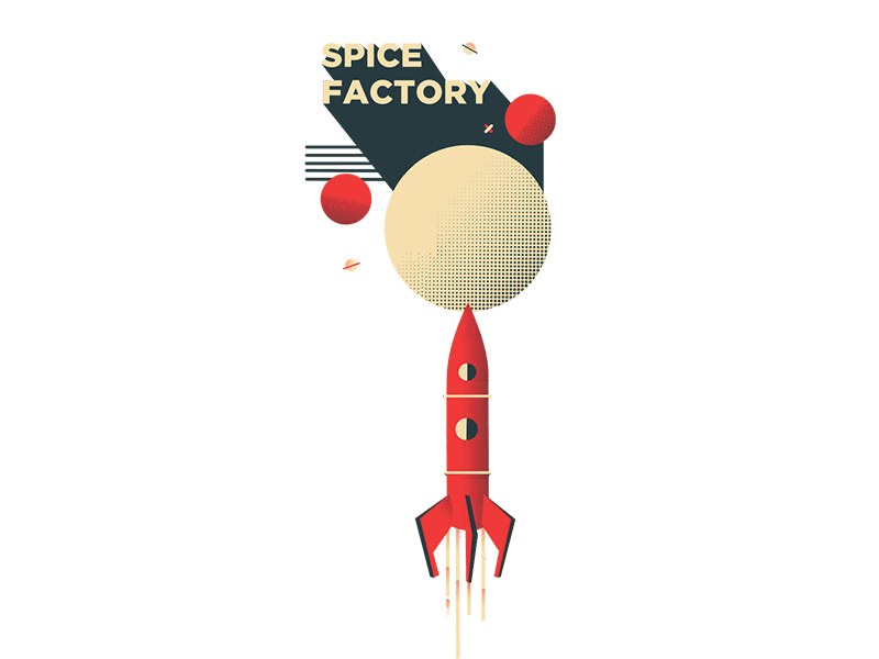 Rocket graphicdesign illustration launching planets rocket space spicefactory