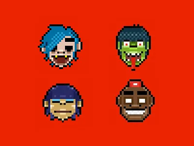 Gorillaz PXMAN 2010 2d gorillaz murdoc noodle pixel russel