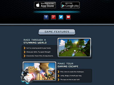 Roost Riders Website cartoon futuristic game features roost riders sci fi single page website user interface web design website