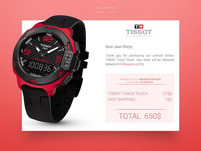 Daily UI #017 Email Receipt concept cool dailyui dailyuichallenge minimal modern reciept sterjo ui