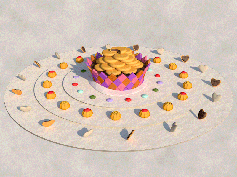 "Season's Greetings" - Sweets 3d animation c4d cinema 4d gif loop paper animation sweets yıldız holding
