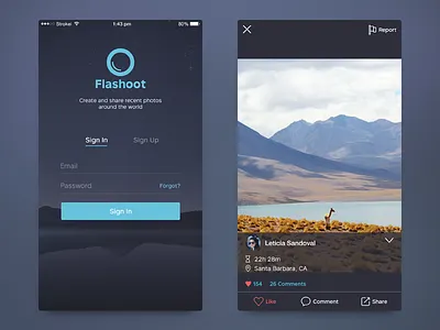 Flashoot Shoot app dark grey ios photo sign spain ui