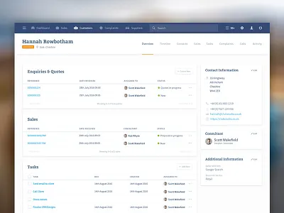CRM: Customer Details club studio crm customer dashboard profile ui ux web app web design