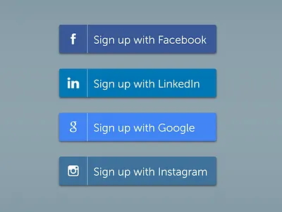 Social Media Signup Buttons for DailyUI 083. arden hanna bay area dailyui for hire freelance ui design web design