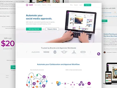 GAIN App Marketing Website clean g logo gain home landing page minimal product product page ui ux web