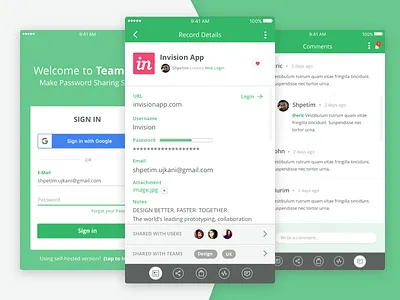 Password Manager iOS app comments details interaction design interface ios login record ui user experience user interface ux