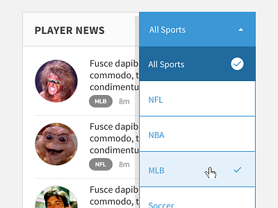 Modules and Dropdowns dropdown flat sketch ui
