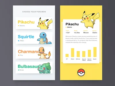 Pokemon OG card choose detail electric mouse pikachu pokemon select ui