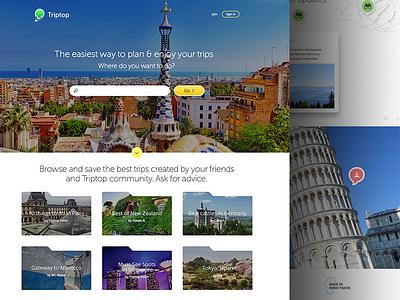 Triptop landing page app blue clean green landing mobile page web