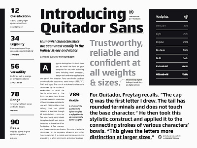Fonts.com Quitador Sans editorial font fonts.com layout specimen type